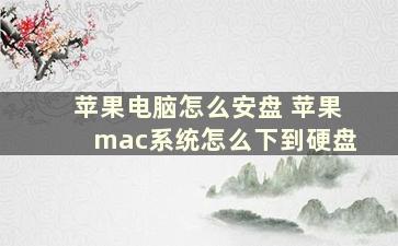 苹果电脑怎么安盘 苹果mac系统怎么下到硬盘